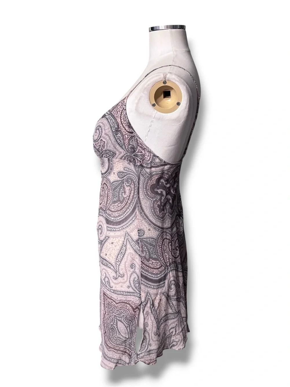 VICTORIA’S SECRET Pink & Grey Paisley Slip Mini Dress Size Medium VINTAGE Y2K
